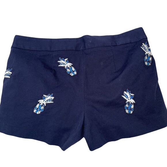 Loft Pineapple Embroidered Shorts ~ Forever Navy SZ 6 LOFT Shorts Navy Beaded - Picture 4 of 10